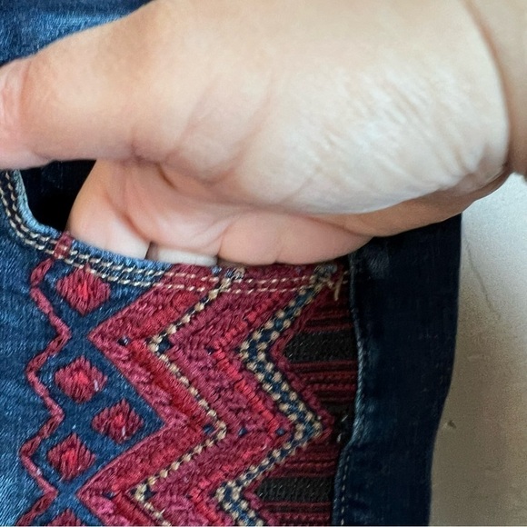Express Embroidered Aztec Bootie Denim Shorts - Picture 2 of 6